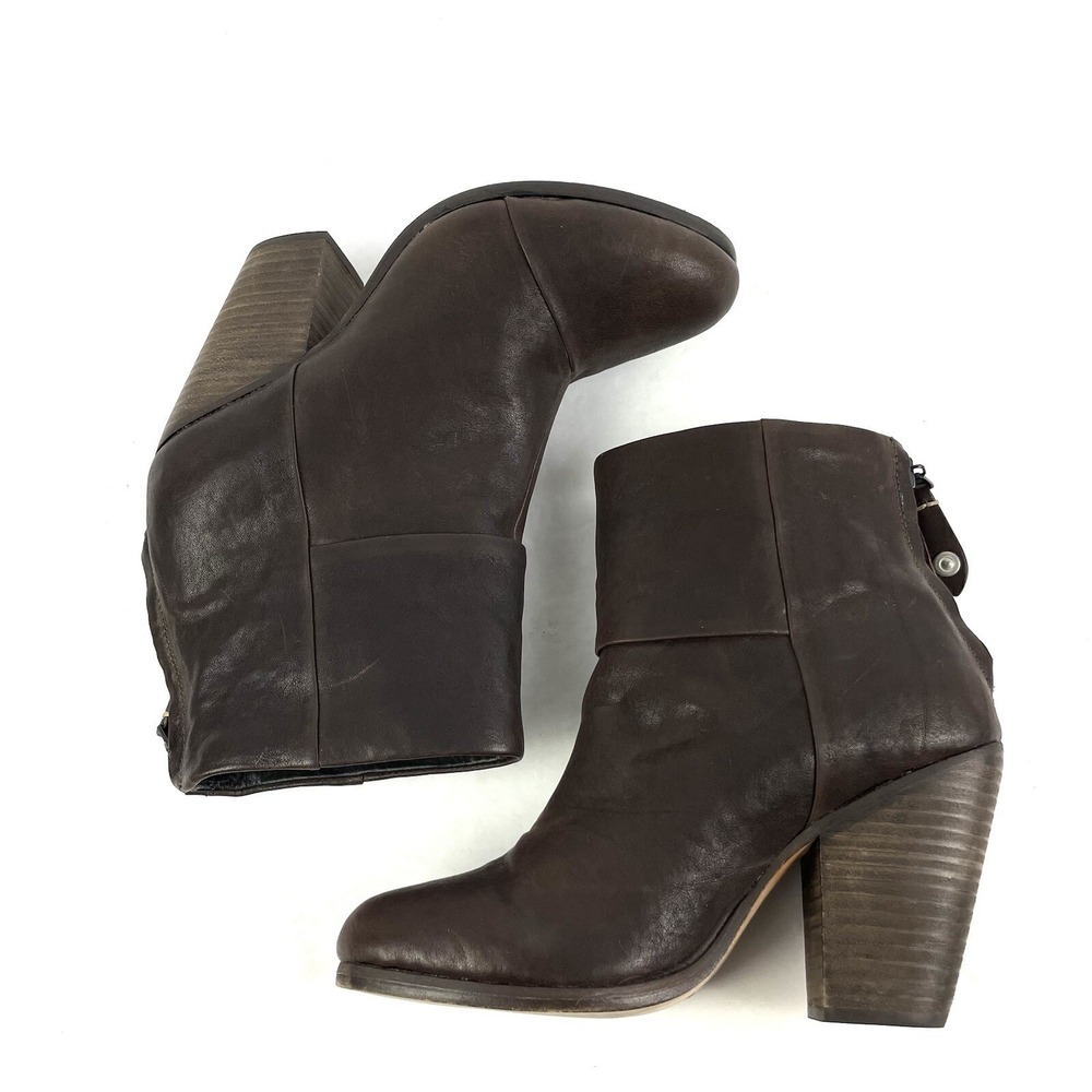 Rag & Bone Boots 35 Newbury Brown Distressed Leather Ankle Bootie Womens 5